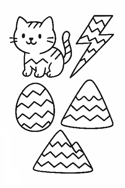 Katzen, Blitze und Zickzackmuster