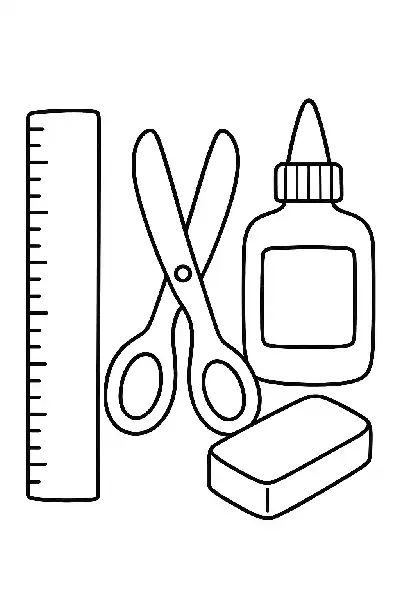 Schulutensilien zum Ausmalen