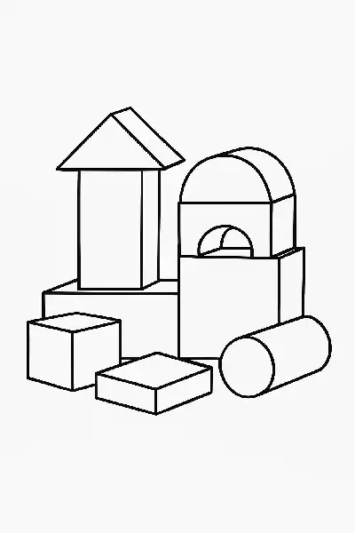 Geometrische Blockstruktur in Schwarz-Weiß