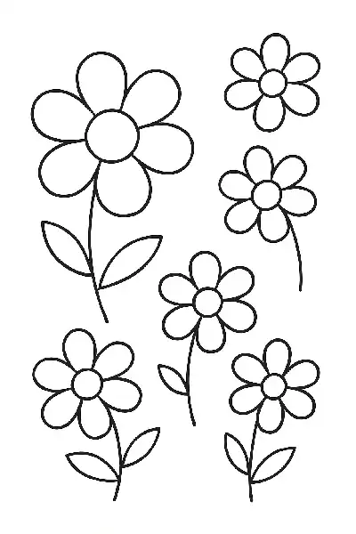 Fünf Blumen zum Ausmalen