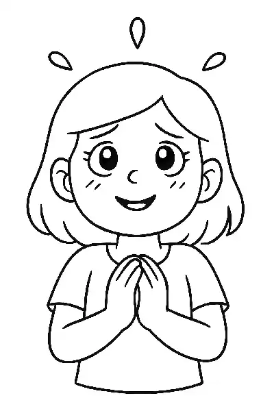 Mädchen mit Tränen und gefalteten Händen