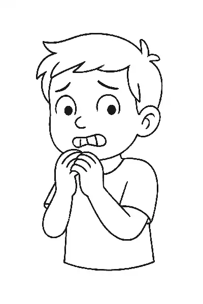 Besorgte Miene eines Jungen