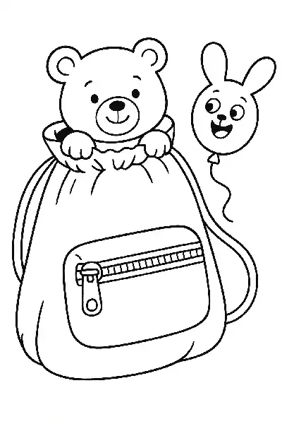 Teddy und Ballonfreund im Rucksack