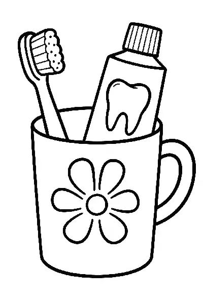 Zahnbürste und Zahnpasta im Becher