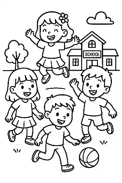 Kinder spielen im Garten