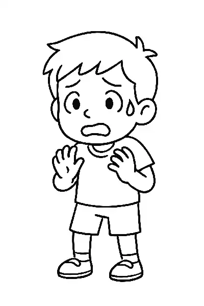 Ängstlicher Junge im Cartoon-Stil