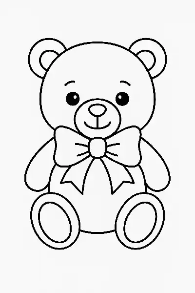 Teddybär mit Schleife zum Ausmalen