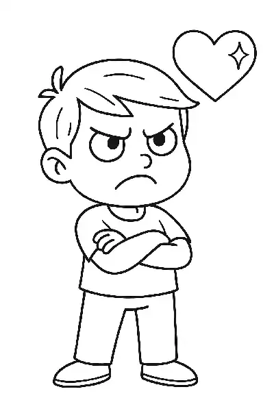 Eifersüchtiger Junge mit Herz