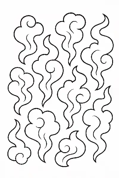 Abstrakte Rauchswirbel zum Ausmalen