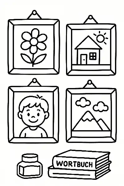 Kinderzeichnungen an der Wand