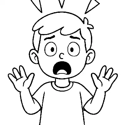 Entsetzte Reaktion eines Jungen