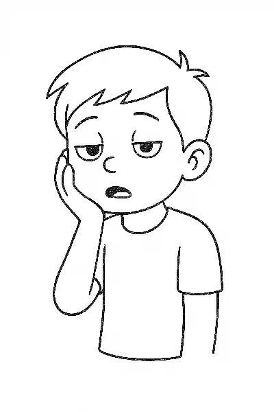Müder Junge zum Ausmalen