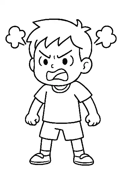 Wütender Junge im Cartoon-Stil