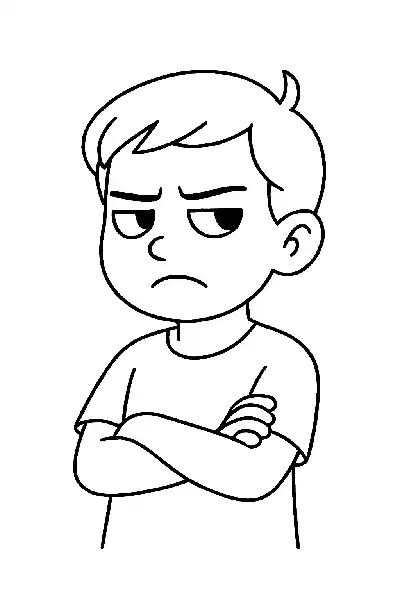 Skeptischer Junge in Cartoon-Stil