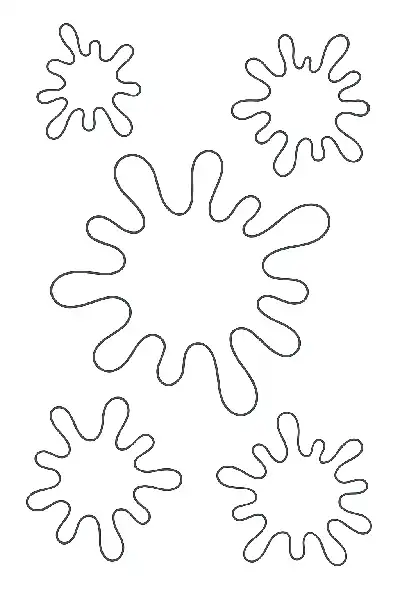 Fünf bunte Farbsprenkel