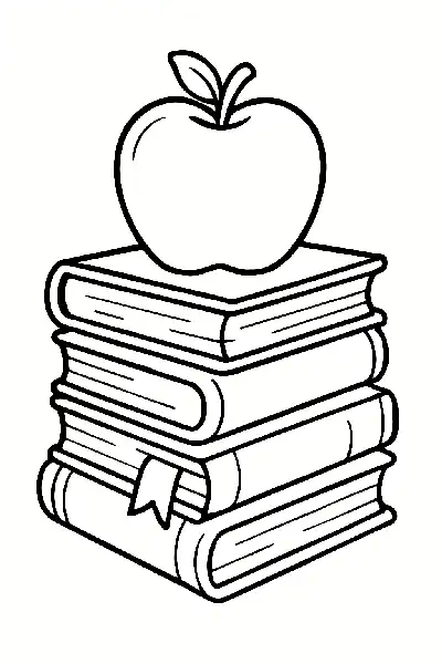 Apfel auf Bücherturm