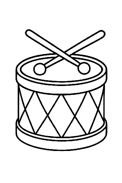 Trommel mit gekreuzten Schlagstöcken