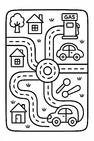 Spielmatte mit Stadtlayout und Rundabout