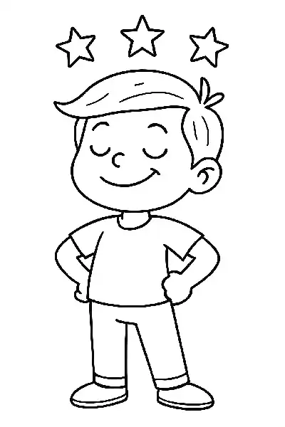 Stolzer Junge mit funkelnden Sternen