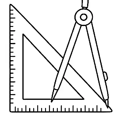 Geometrische Zeichenwerkzeuge zum Ausmalen