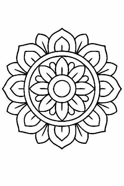 Symmetrisches Mandala in Schwarz-Weiß