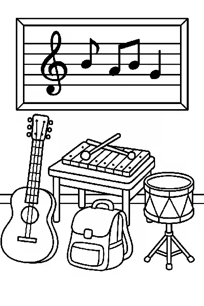 Musikalische Instrumente im Raum