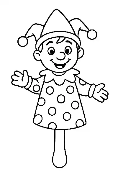 Fröhlicher Puppe-Narr zum Ausmalen