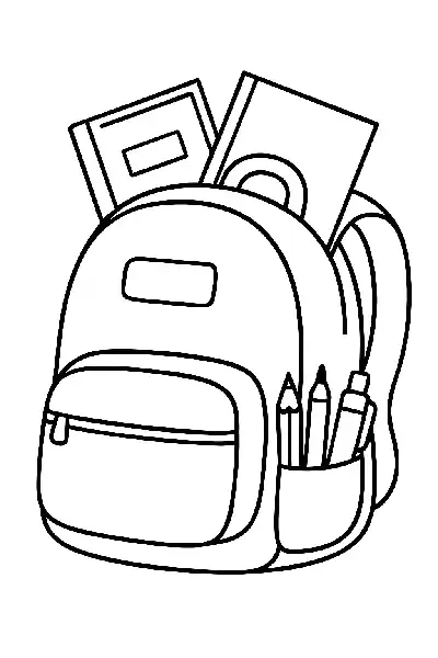 Schulrucksack mit Schreibutensilien