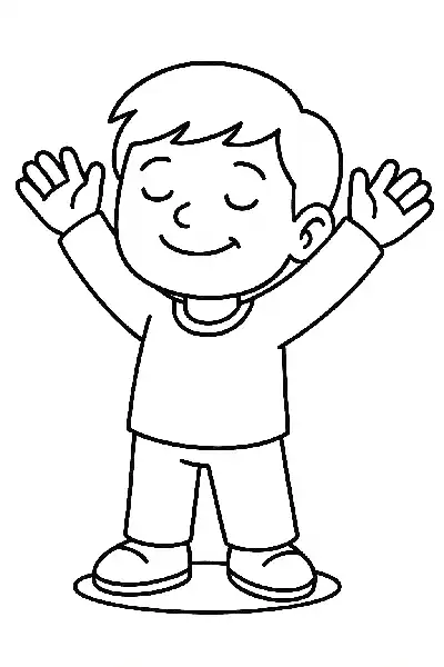 Junger Junge mit erhobenen Armen