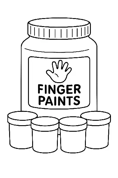 Fingerfarben und Farbbehälter