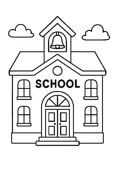 Schulgebäude mit Glockenturm