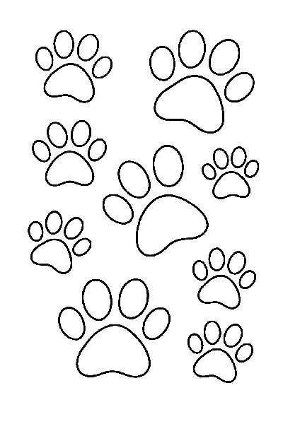 Pfotenspuren zum Ausmalen
