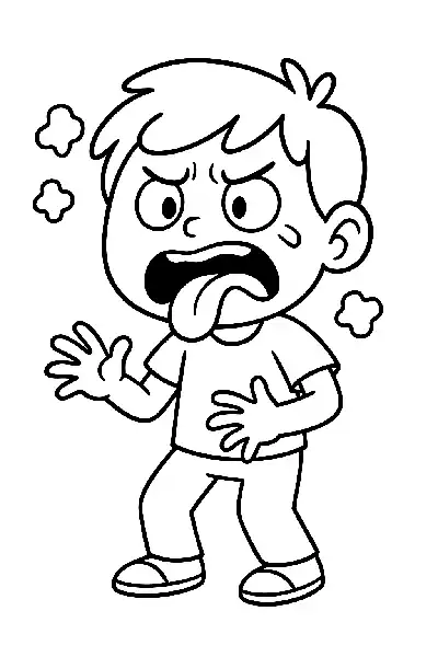 Junge mit angewidertem Gesicht