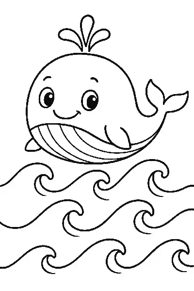 Fröhlicher Wal auf den Wellen