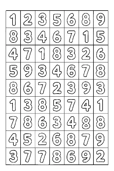 Zahlenraster zum Ausmalen