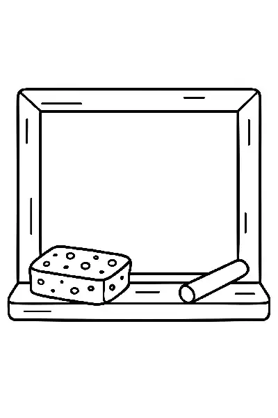 Kreidetafel mit Radiergummi und Kreide