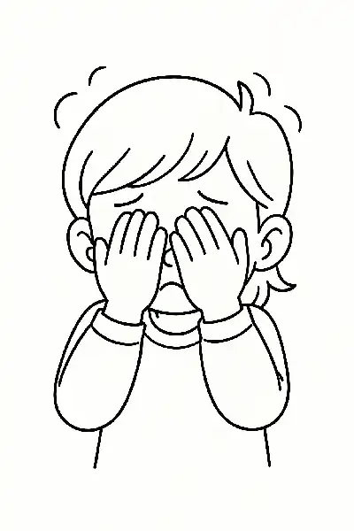 Kind mit Händen vor Gesicht