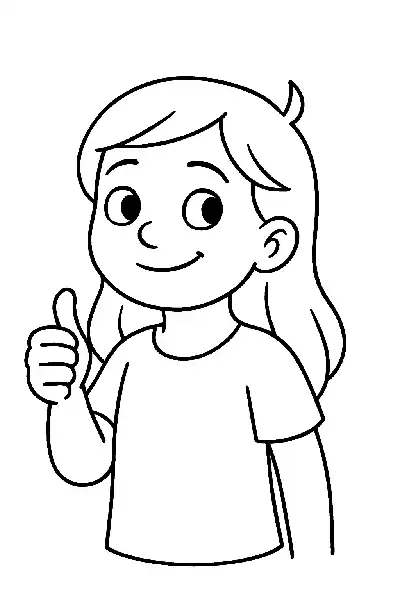 Fröhliches Mädchen mit Daumen hoch