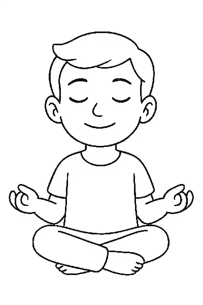 Meditativer Junge im Lotussitz