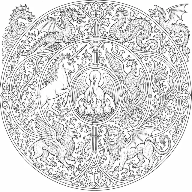 Mandala der Bestiarien-Tiere