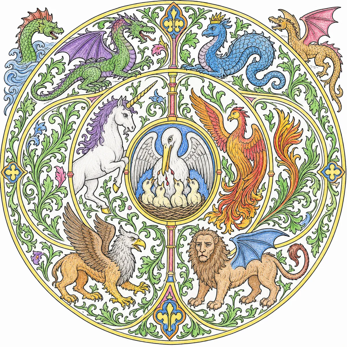 Mandala der Bestiarien-Tiere