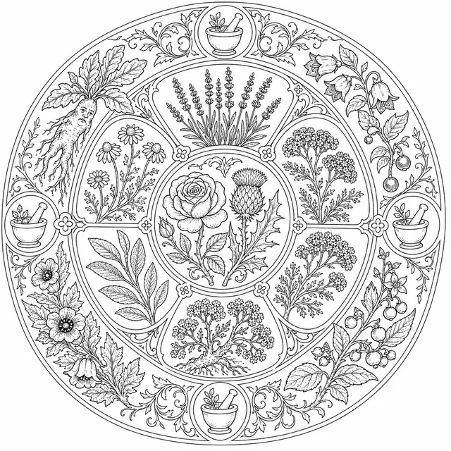 Mandala der Heilpflanzen und Kräuter