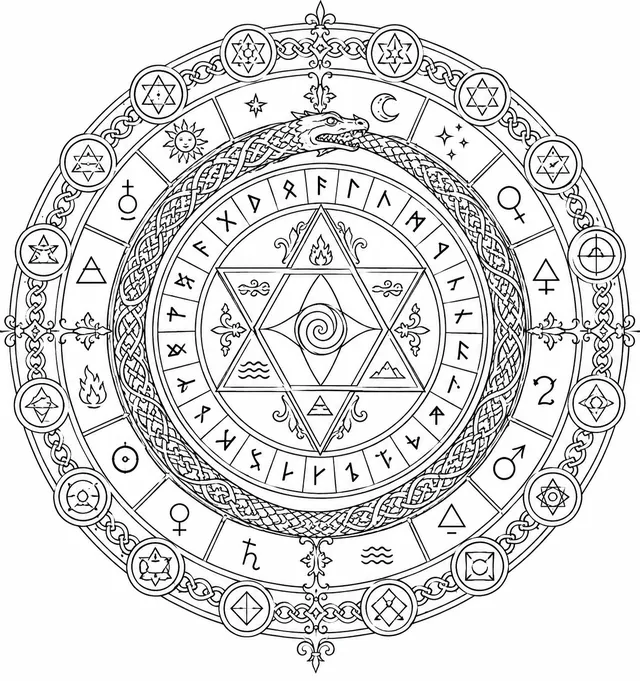 Mandala des magischen Siegels und der Runen