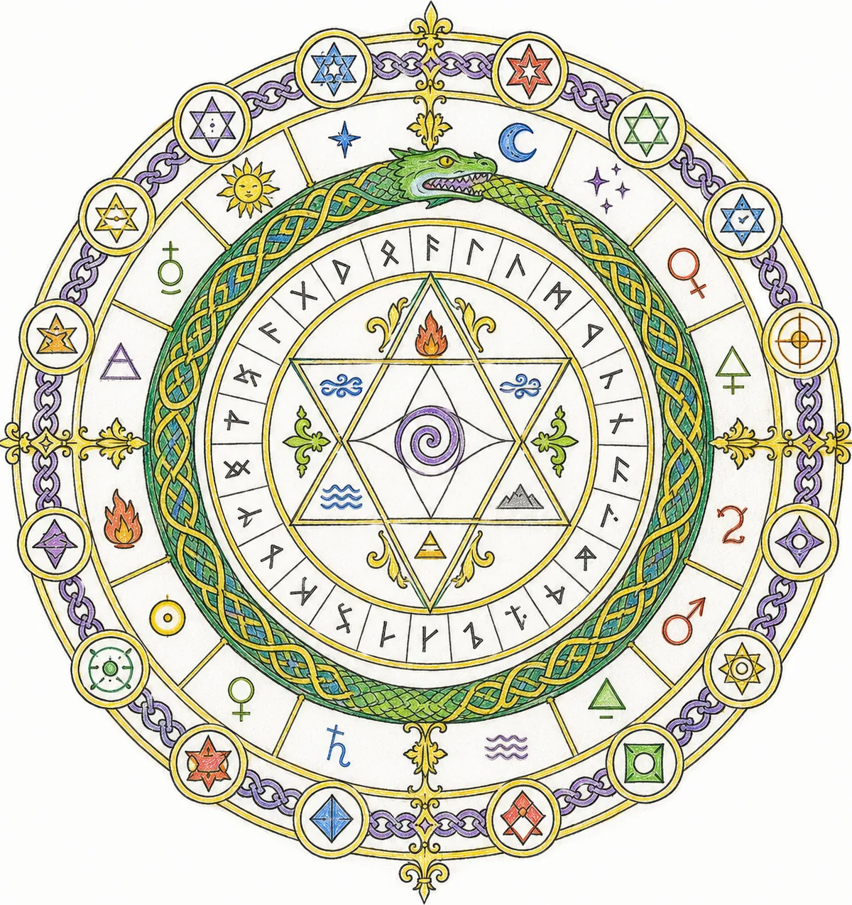 Mandala des magischen Siegels und der Runen