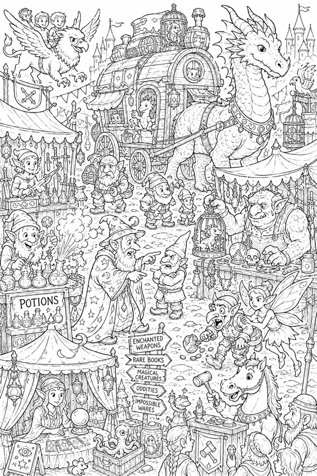 Wimmelbild: Der Fantastische Wandermarkt