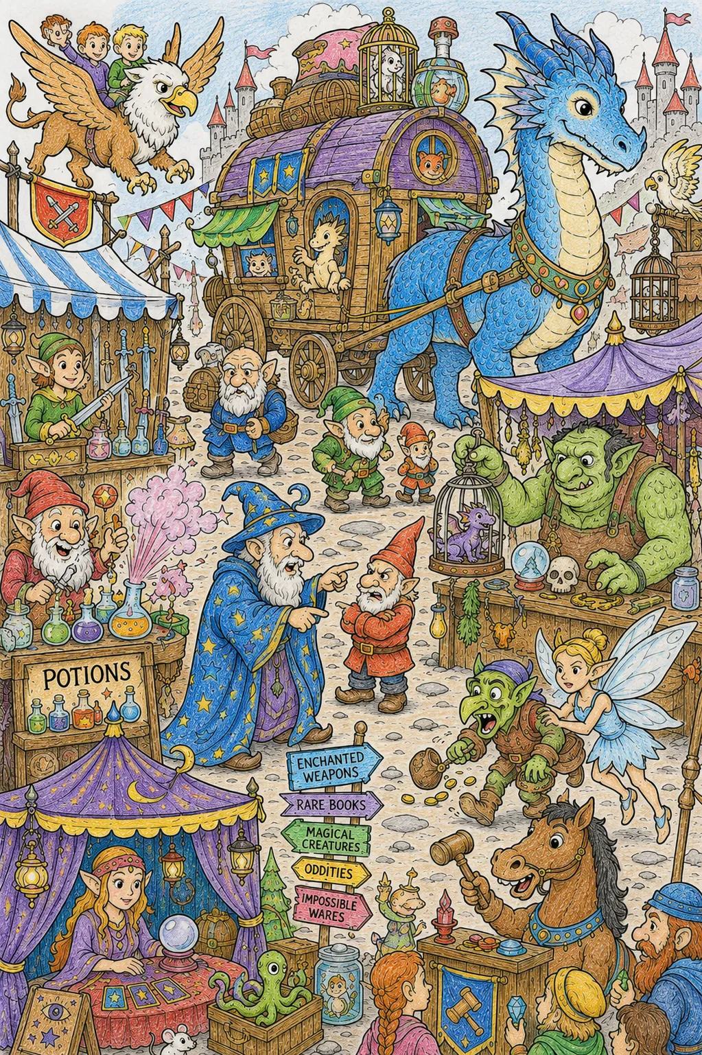 Wimmelbild: Der Fantastische Wandermarkt