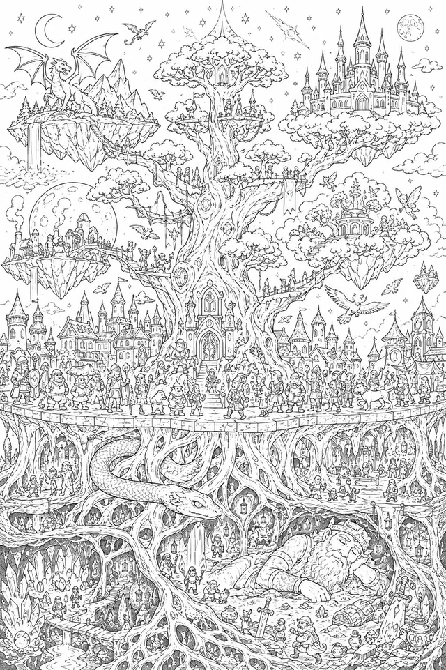 Panorama: Der Weltenbaum und alle Reiche