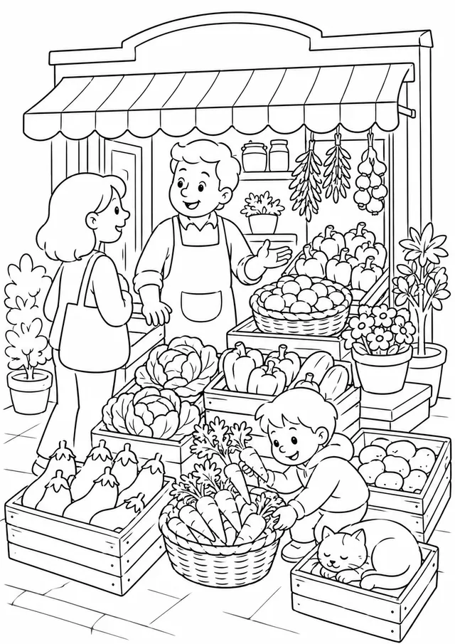 住宅社区里色彩缤纷的蔬菜店