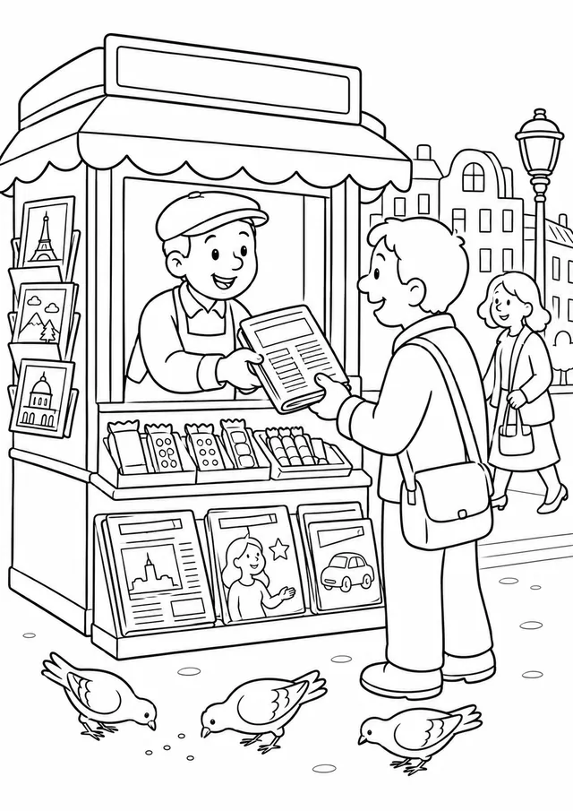 Der Zeitungsverkäufer am Straßenkiosk