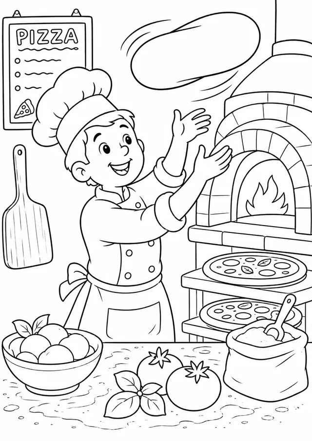 Der Pizzabäcker wirft den Teig in der Pizzeria